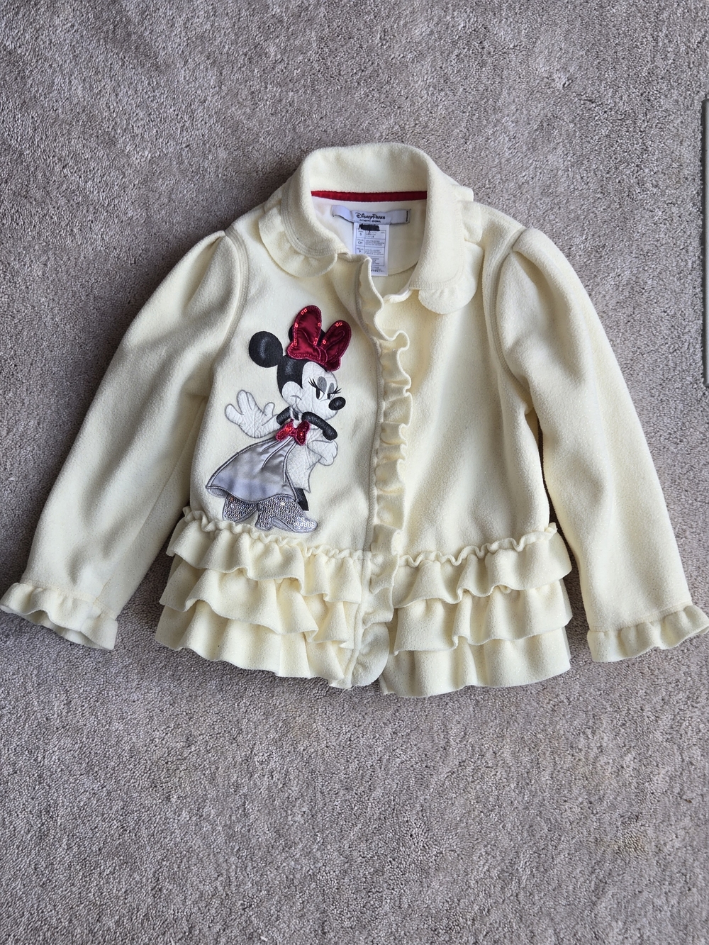 Disney Cream Ruffle Jacket with Minnie Sequin Bow Accent
